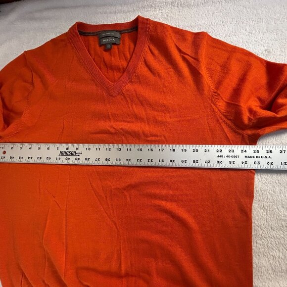 Merona Men Merino Wool Knit V-Neck Sweater XL Orange Pullover Long Sleeve Casual - Picture 7 of 8